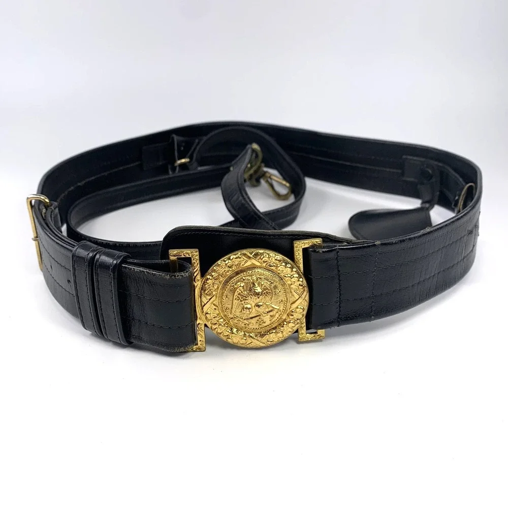 Vintage US Navy Officers Sword Belt & Buckle w/ Hangers Size 34 N.S. Meyer NY
